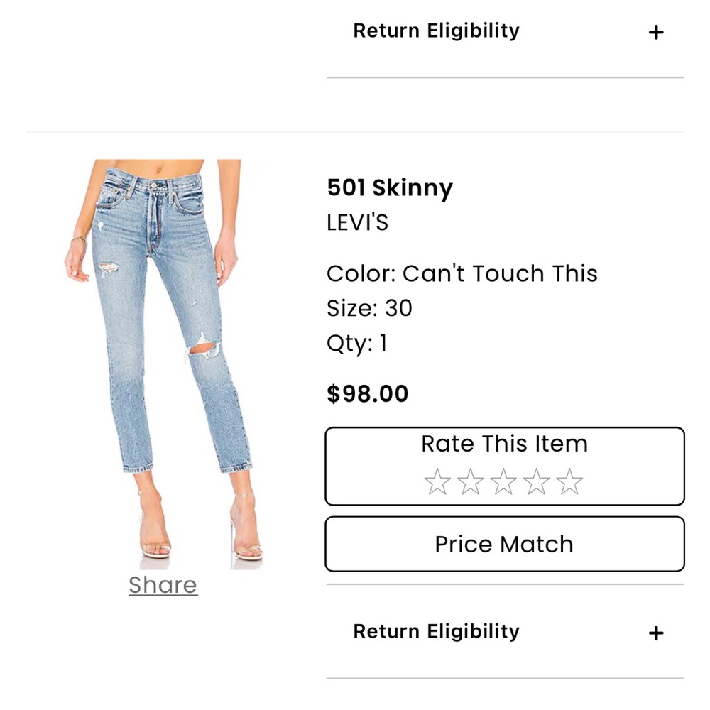 501 skinny Levi jeans